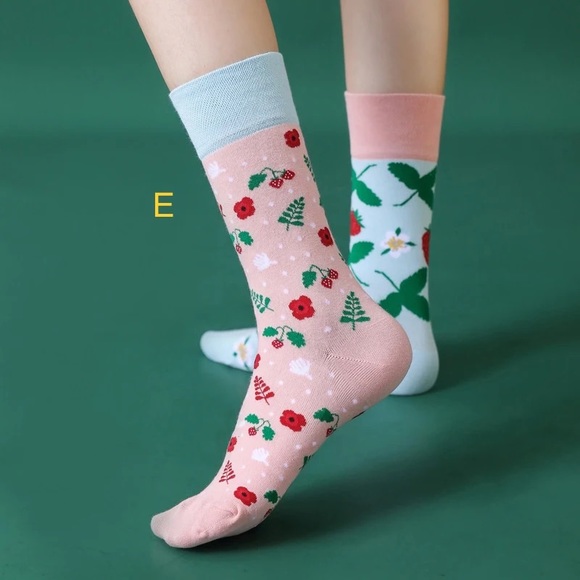 Happy Colorful Artsy Socks Cotton Stretchy Floral Dopamine Colors Women’s Men’s - Picture 11 of 15